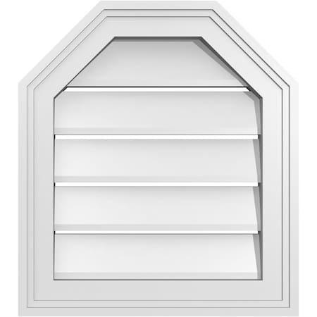 Ekena Millwork Octagonal Top Surface Mount PVC Gable Vent w/ 2"W x 1-1/2"P Brickmould Frame, 16"W x 18"H GVPOT16X1802SF